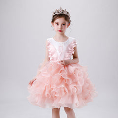 Kid Baby Girls Princess Tutu Dress Lace Applique Elegant Party Dress