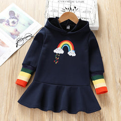 Girls Long Sleeve Warm Autumn Winter Dress 2-7 Years