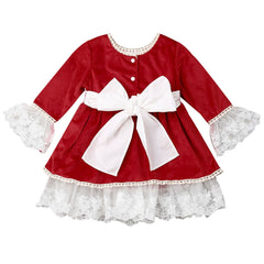 Girls Lace Ruffled Autum Winter Party Dress