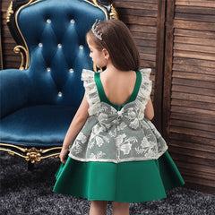 Kid Baby Girl Flower Backless Baptism Birthday Party Princess Dresses