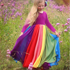 Girls Dress New Long Sleeve Striped Mesh Gauze Party Dress