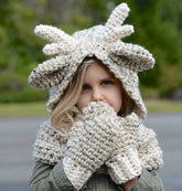 Kids Girl Deer Knitted Hats Girl Warm Knitted Scarf +Hats+ Glove 3 Pcs