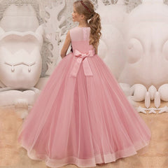 Kid Teenager Girls Birthday Princess Vintage Appliques Flower Gown Dress