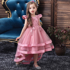 Kids Girl Cake Tutu Flower Dress Children Party Wedding Formal Dress