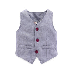 Kid Baby Boy Long-Sleeve Gentleman Grey Suits 2 Pcs Set Outfits