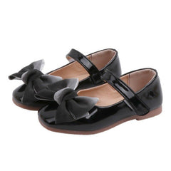 Girls Princess Fashion Solid Color Bow Leather Shoes