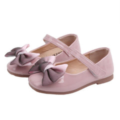 Girls Princess Fashion Solid Color Bow Leather Shoes