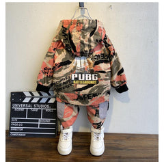 Boys Suit Hooded Camo Sport Top + Bottoms 2 Pcs