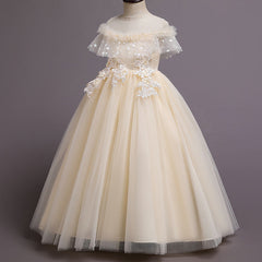 Kid Girl Princess Fashionable Pompous Gauze Flower Wedding Piano Dresses