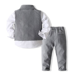 Kid Baby Boy Banquet Gentlemen Solid Handsome 2 Pcs Sets