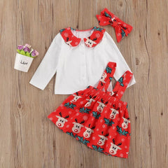 Baby Girl Boy Christmas Print Jumpsuit Rompers Dress 2 Pcs