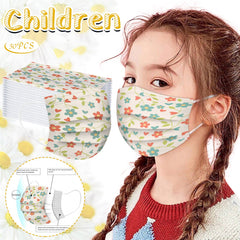 Kid Disposable Pricked Fresh Flowers Printing Mask 10 Pcs