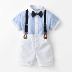 Kid Baby Boy Suit British Gentlemen Summer Cotton 4 Pcs Set
