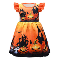Kid Girl Halloween Costume Scary Skull Ghost Funny Pumpkin Dresses
