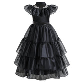 Girl Dress Skirt Black Flying Sleeve Waist Cinched Princess Dress Kids Girls Princess Cosplay Costume