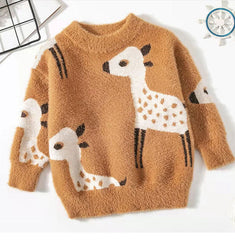 Kid Baby Boy Girl Fall Winter Mink Wool Fawn Pullover Sweater