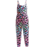 Kid Baby Girl One-piece Suspenders Leopard Print Loose Long Pants