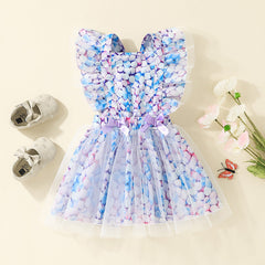 Kid Baby Girls Summer Sleeveless Sweet Cute Marshmallow Print Gauze Dresses