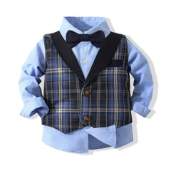 Kid Baby Boy Banquet Plaid Suits 2 Pcs Sets