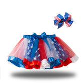 Kid Baby Star Flag Half Bow Mesh Tutu Skirts