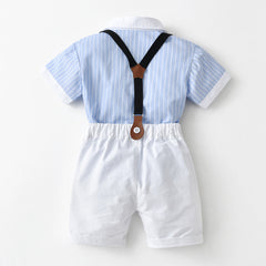 Kid Baby Boy Suit British Gentlemen Summer Cotton 4 Pcs Set