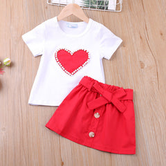 Baby Girl Love Pearl Short Sleeve Summer New 2 Pcs Set