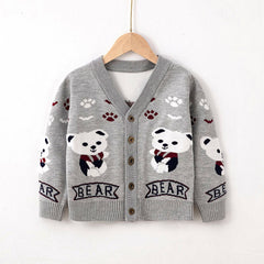 Kid Baby Boy Autumn Sweater Bear Knitting Cardigan