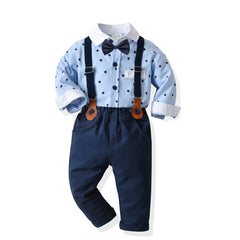 Baby Boy Suit Long Sleeve Plaid Crawl Triangle 3 Pcs Sets