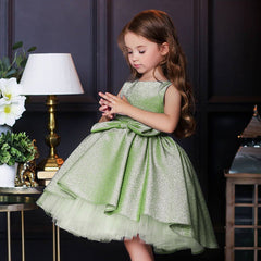 Kid Girl Bow Princess Christmas Party Pompous Birthday Dresses