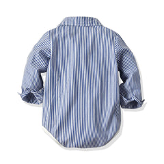 Baby Boy Triangle Crawling Suit Long Sleeve Suspenders 4 Pcs Set