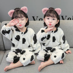 Baby Girl One-piece Autumn Winter Fleece Thickened Flannel Pajamas