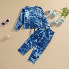 Kid Baby Girls Suit Tie-dye Printing Fashion Spring 2 Pcs Sets