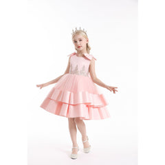 Kid Girl Princess Dress Blue Summer Cotton Halter Cake Dress For Lady