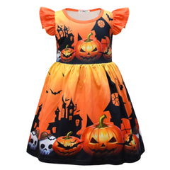 Kid Girl Halloween Costume Scary Skull Ghost Funny Pumpkin Dresses