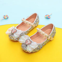 Girls New Dress Sequin Crystal Soft Sole Pearl Magic Stick Cute Shoes