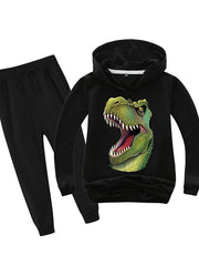 Kid Boy Cartoon Dinosaur Animal Print Set 2 Pcs