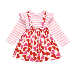Kid Baby Girls Valentine's Day Stripe 2 Pcs Sets