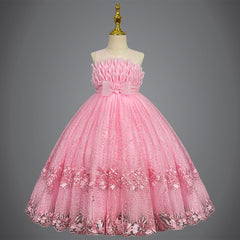 Kid Girl Princess Summer Flower Show Host Pompous Piano Performance Dresses