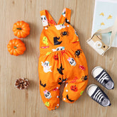 0-18M Baby Girl Halloween Pumpkins Suspender Jumpsuits Pants