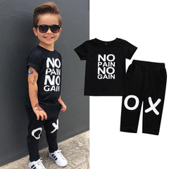 Kid Baby Boy Outfits No Pain No Gain 2pcs Set
