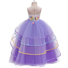 Girl Dress Rainbow Unicorn Party Elegant Flower Lace Tutu Princess Ball Dresses