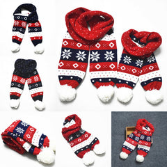 Girls Fashion Christmas Festive Winter Snow Print Warm Scarf Hats