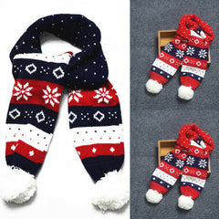Girls Fashion Christmas Festive Winter Snow Print Warm Scarf Hats