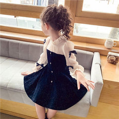 4Y-16Y Spring Kid Girls Navy Blue Casual Dresses