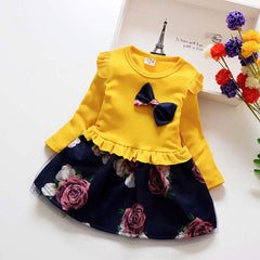 Girls Dress Long Sleeve Floral Dresses Fashion Casual Dress 2-7T
