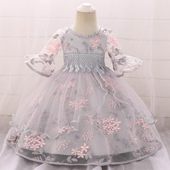 Baby Girl Embroidery Half Sleeve Spring Autumn Birthday Dresses