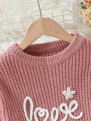 Kid Girl Embroidered Cozy Long Sleeve Sweaters