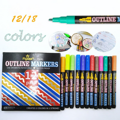 12/18colors Double Line Metallic Marker Glitter Pen