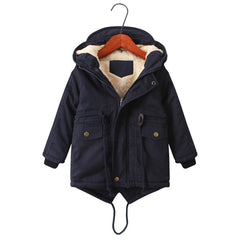 Kid Boys Plus Velvet Warm Dovetail Cotton Coat
