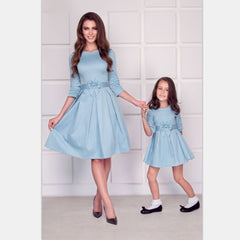 Family Matching Parent-child Spring Slim Pure Color Velvet Dresses